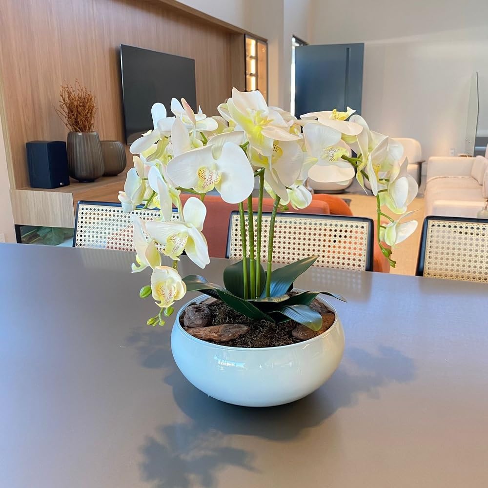 Decore Fácil Shop Large Centerpiece Arrangement 4 White Orchids 3d White Vase