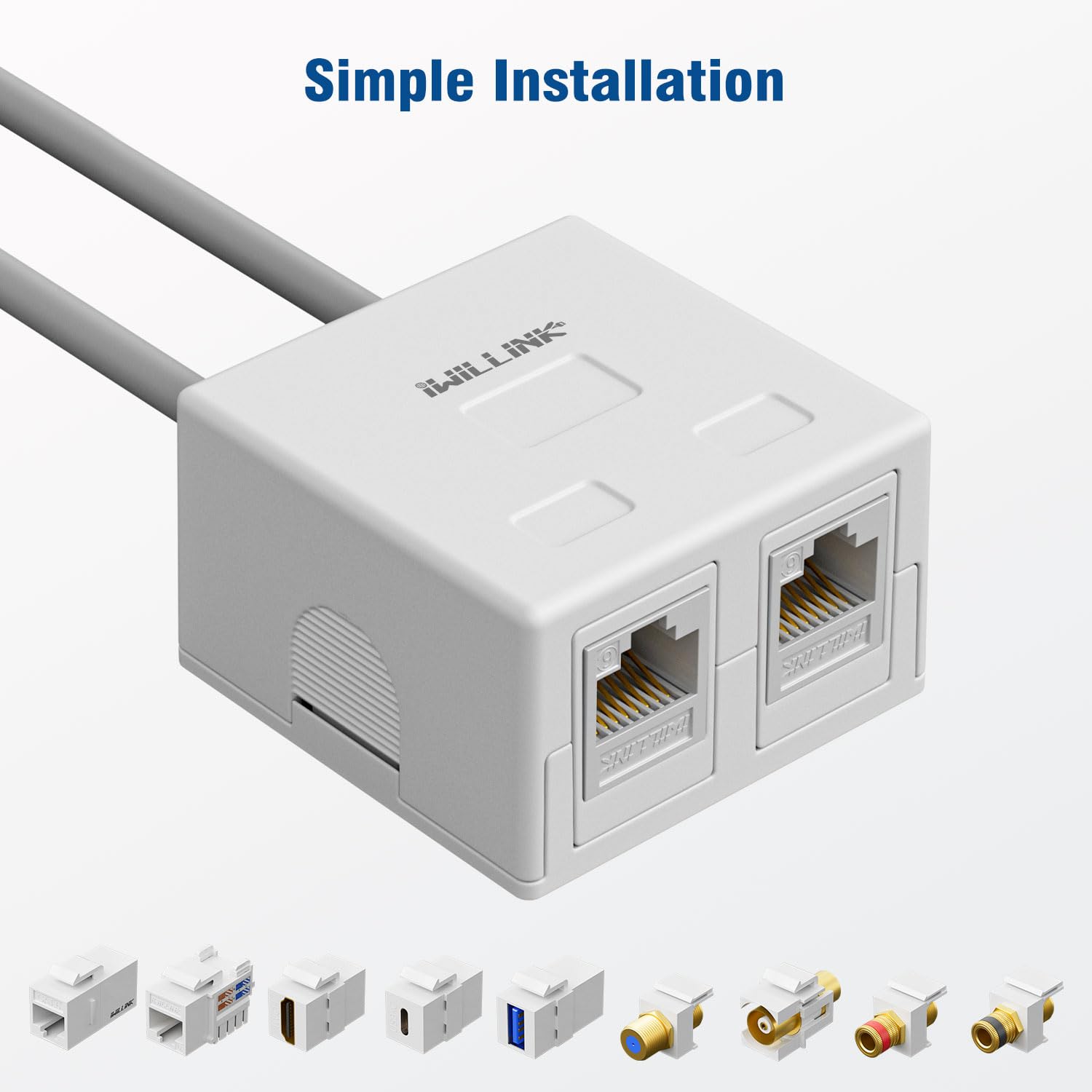 Iwillink Lot de 5 boîtiers Keystone à 2 ports pour montage en surface, blanc