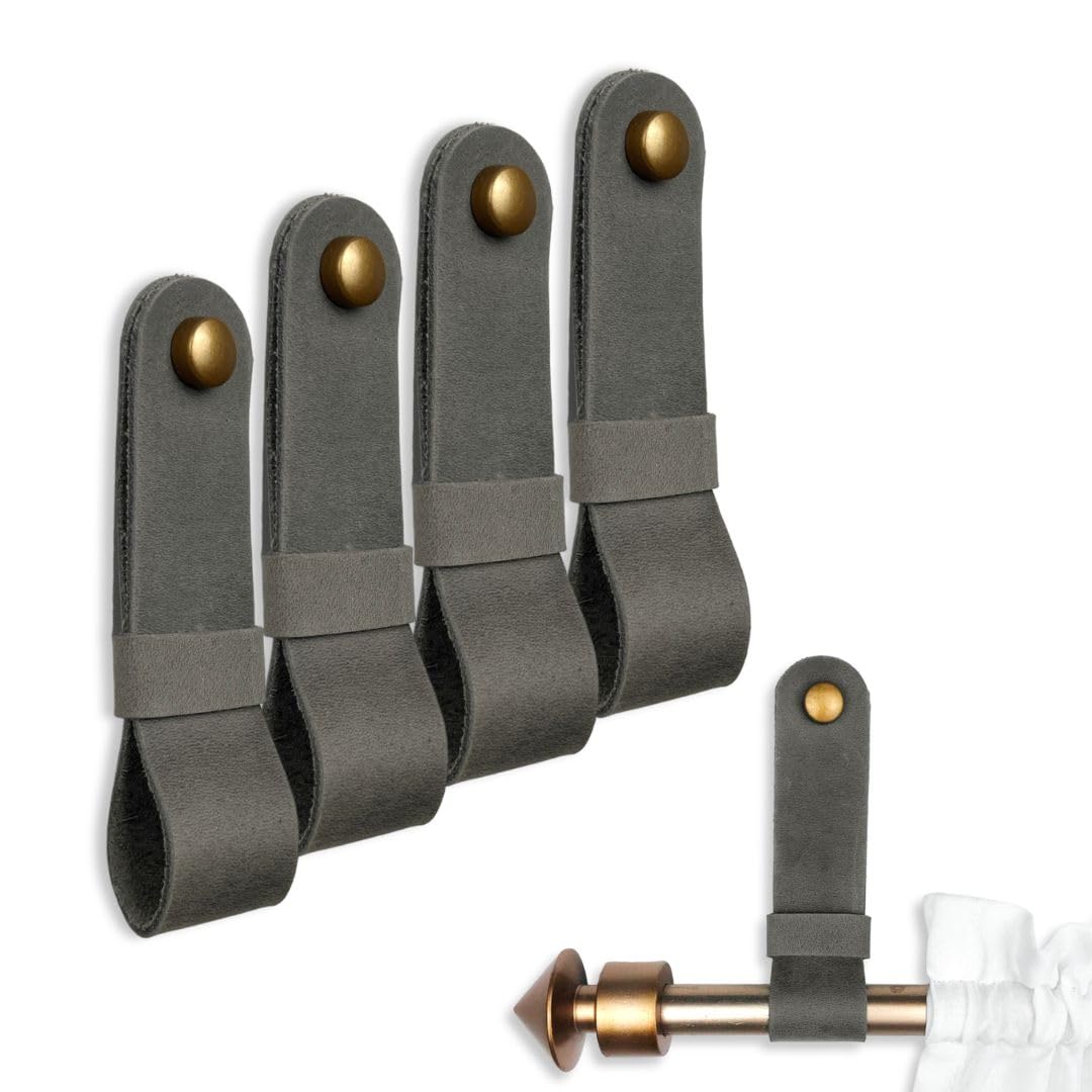 Leather Curtain Rod Brackets - Minimalist Design -17 Leather Curtain Rod Brackets - Minimalist Design -17