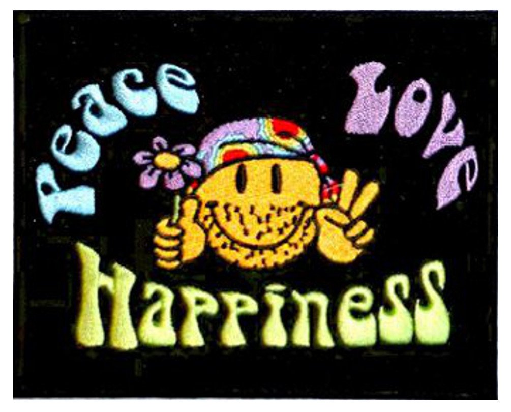 Klicnow Peace/Love/Happiness Embroidered Patch 13 X 10Cm (5" X 4")