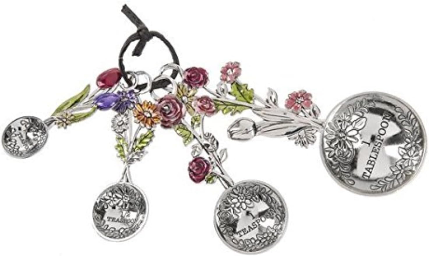 4 Piece Measuring Spoons Set, Colorful Flower Bouquet (ER41083)