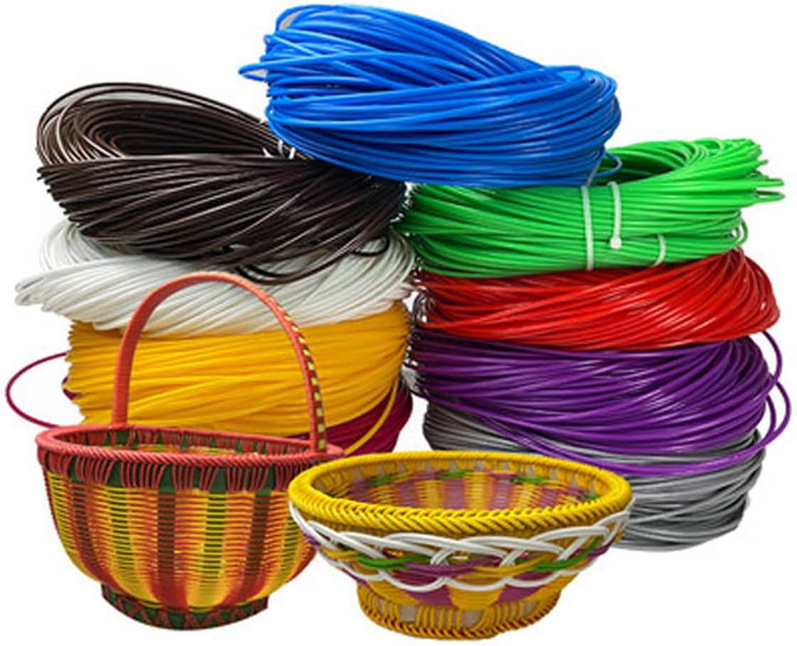 Queenbox 500g(60m) Synthetic Rattan Weaving Material, 2.5mm Width Solid Round Plastic PE Rattan for Knit Repair DIY Art & Craft Making Handmade Storage Basket, 04
