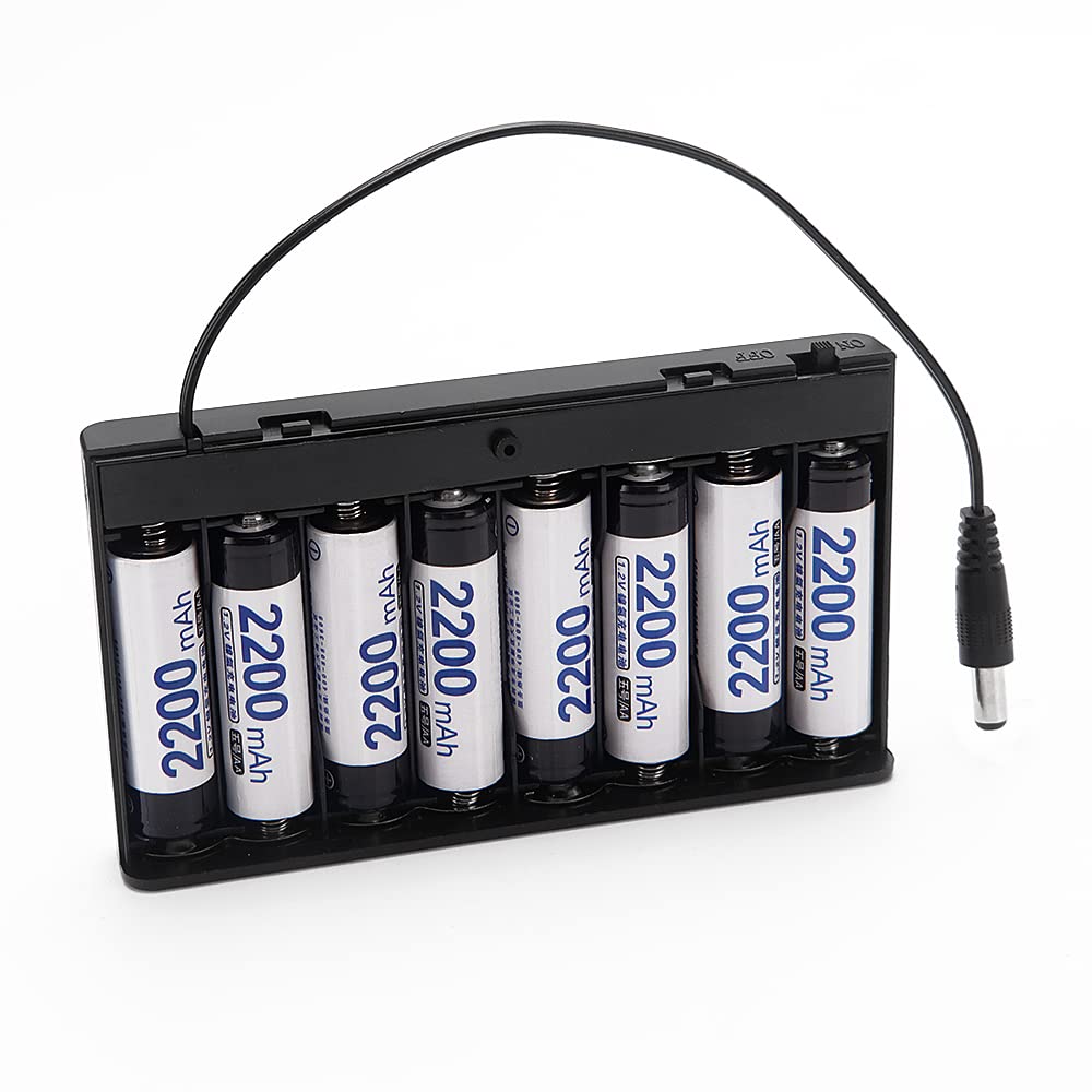 VooGenzek 2 Sztuki 12 V Uchwyt Baterii AA Plastikowe Pudełko do Przechowywania Baterii, z Włącznikiem/Wyłącznikiem + Wtyczką DC
