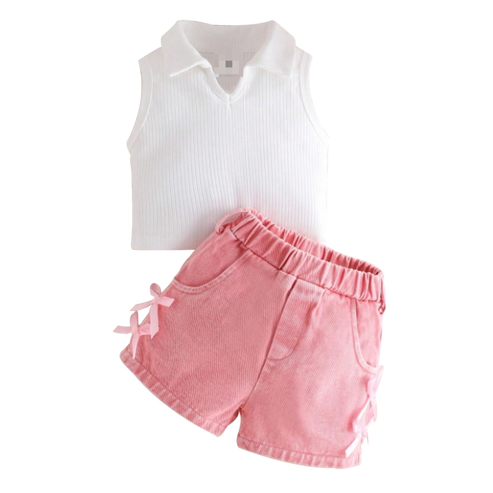 Ropa para Niña Recién Nacida Top Camisa de Sin Mangas y Pantalones Cortos Vaqueros Conjunto Traje de Verano para Bebé
