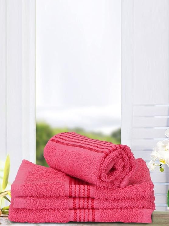 KOPA by Bianca 400 GSM Quick Dry 100% Cotton Soft Terry Towel -4pc Face Towel (dross) Solid-Pink at Rs. 139