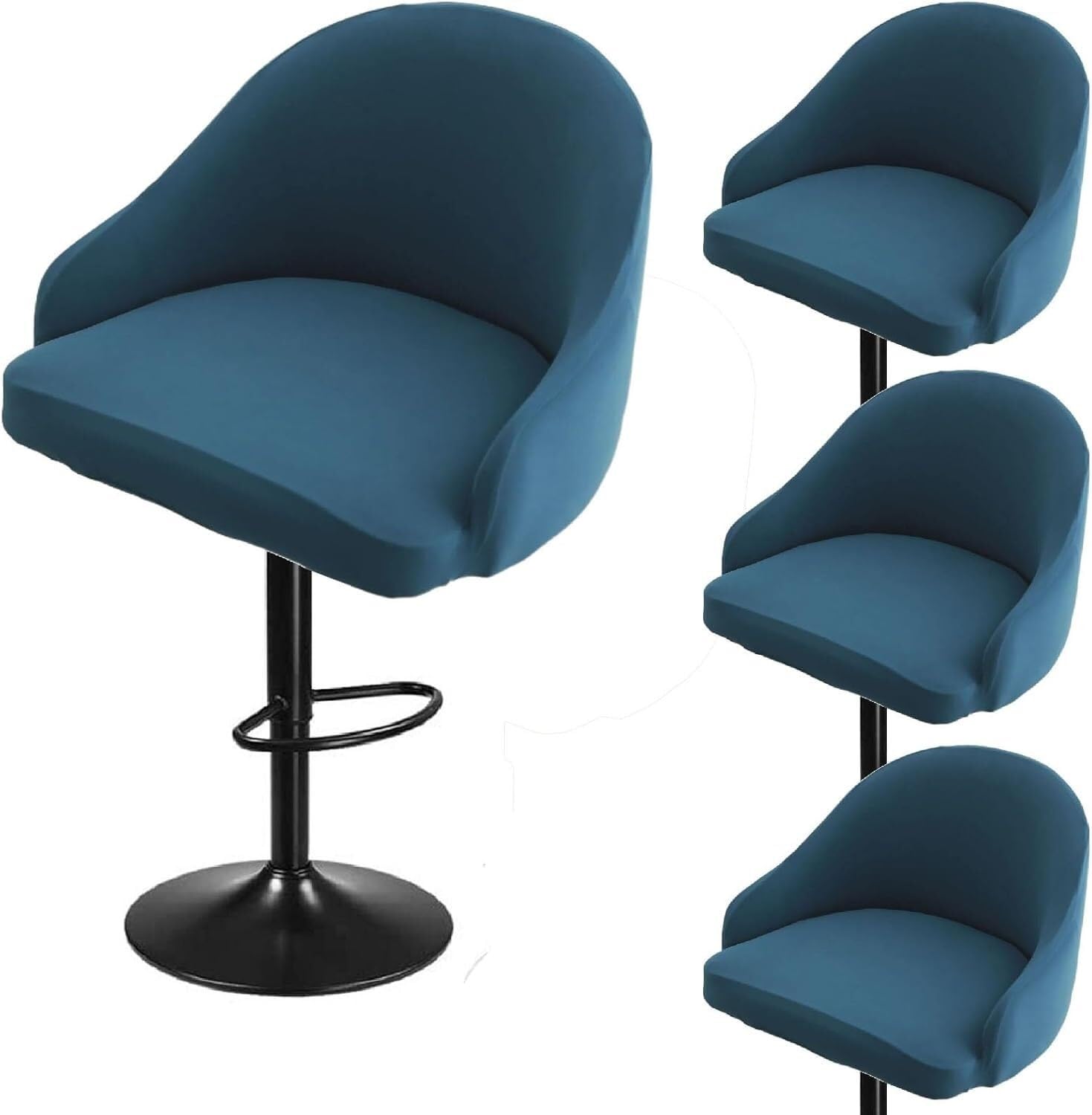 SDNAM Pub Bar Counter Stool Chair Covers with Back and Arms Set of 4/2/1 Stretch, Swivel Curved Kitchen Barstool Chair Cover Curved Back Bar Stool Slipcovers with Arms(H22,4PCS)