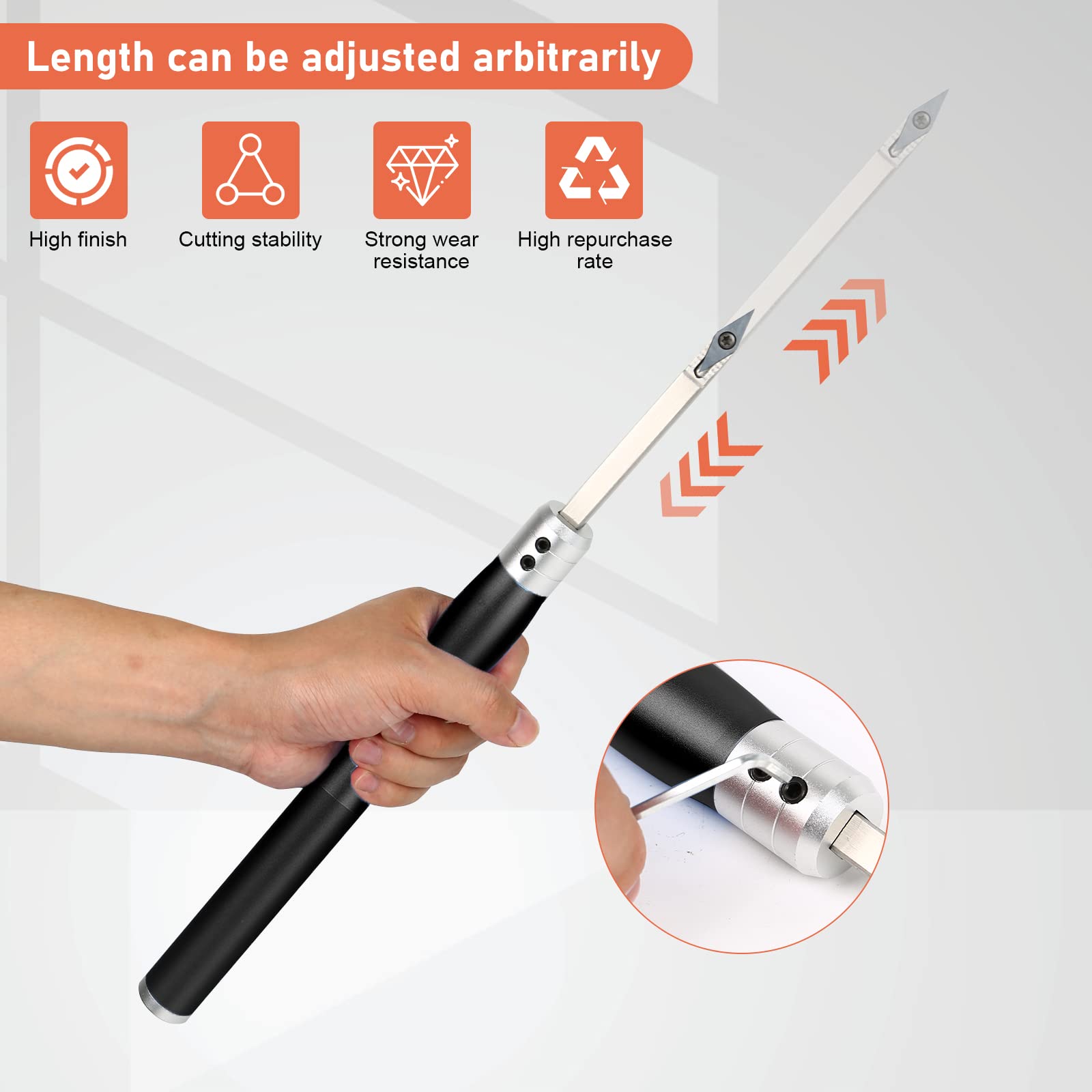 CEIEVER Set 4 Utensili Per Tornitura Legno Con Manico A Diamante - Lame In Metalloduro Con Custodia In Alluminio Per Hobbistica Fai Da Te