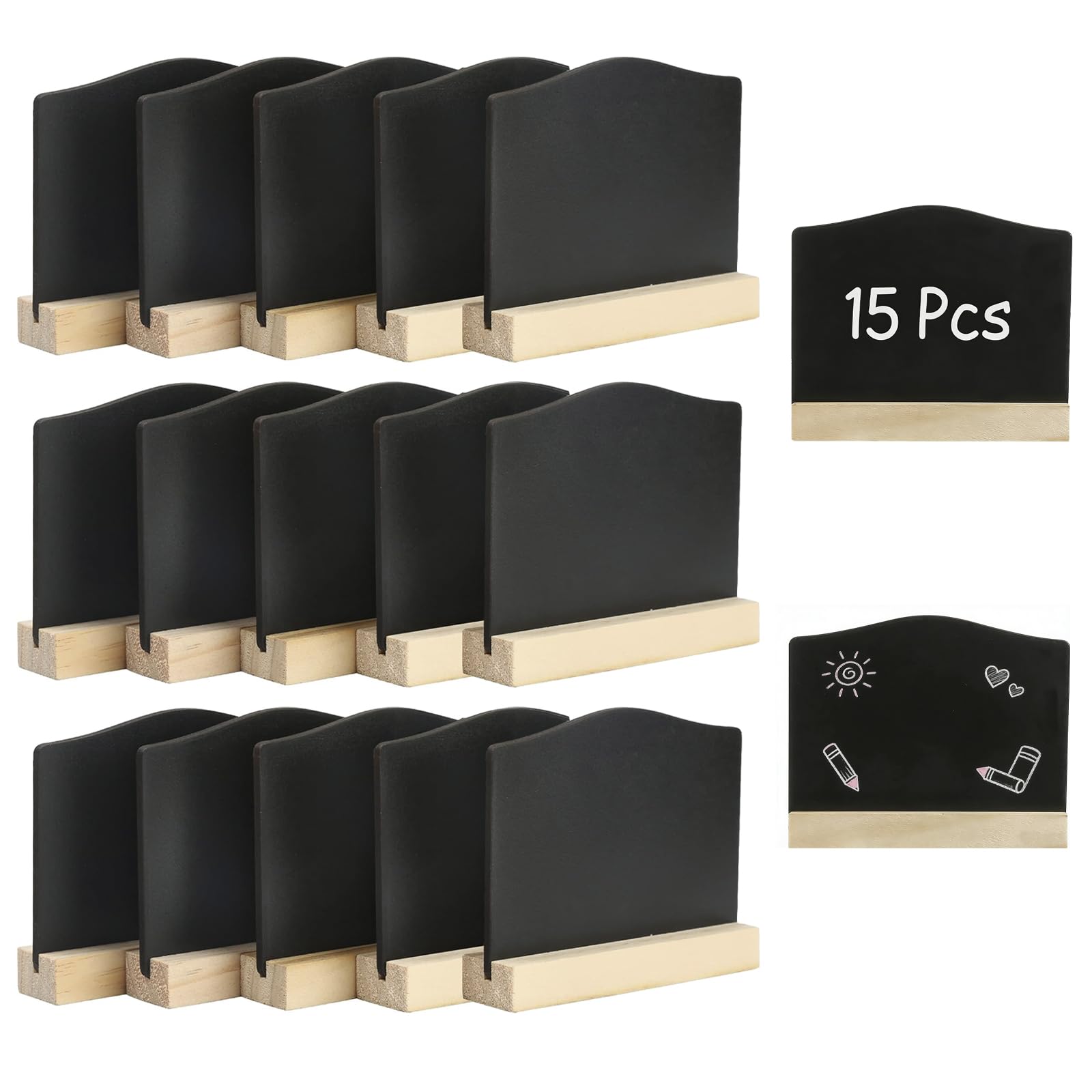 Chalk Board, 15 Pcs Reserved Signs for Tables with Stand, 10x7.5cm Mini Chalkboard Signs for Place Cards Table Numbers Shop Buffet Cafe Party Wedding