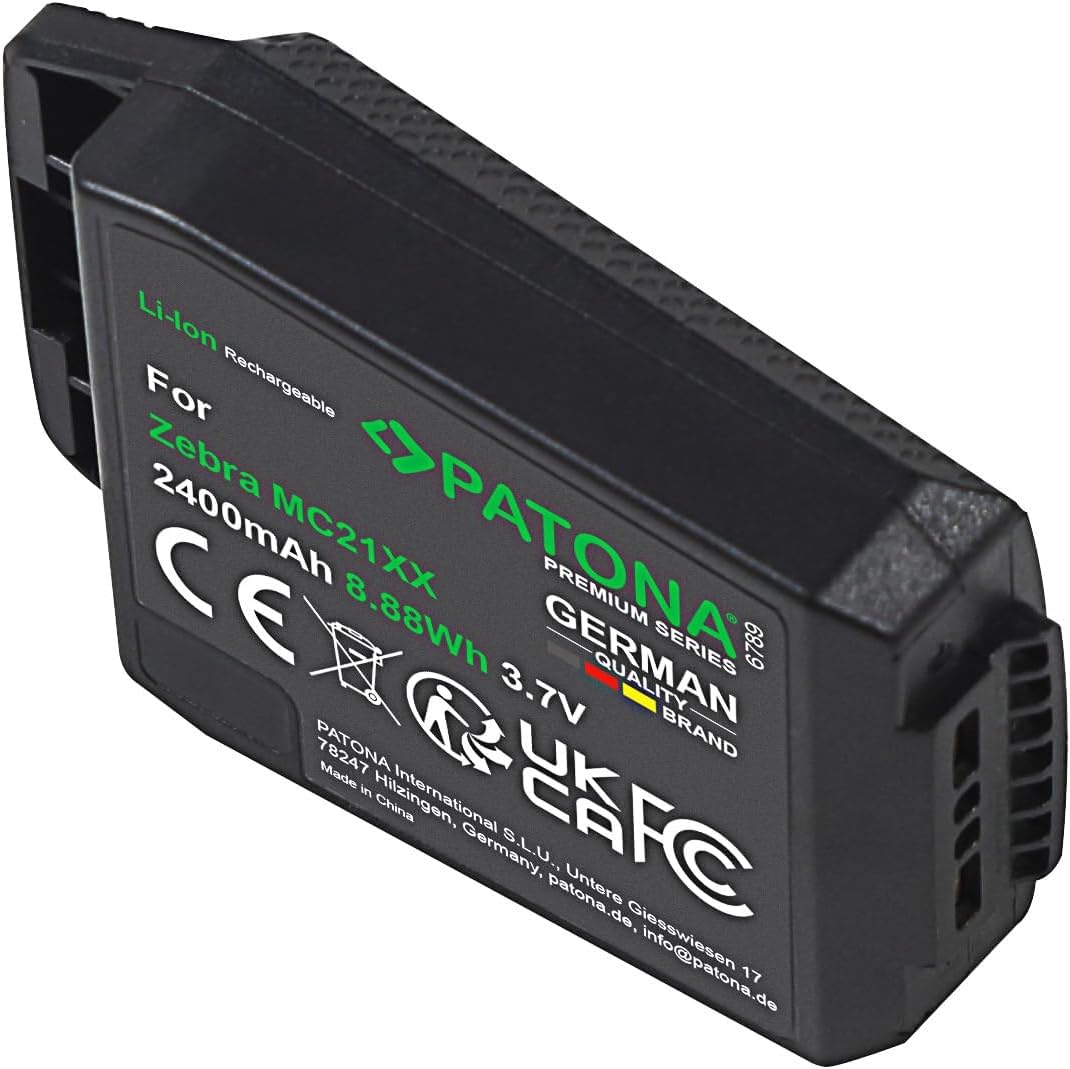 PATONA Batteria Premium per Zebra MC2180, MC2100, MC21, MC21XX | ricambio per Zebra BTRY-MC21EAB0E | 3,7 Volt, 2400 mAh, 8,88 Wh | tipo: ioni di litio | scanner manuale codice a barre | ricambio di