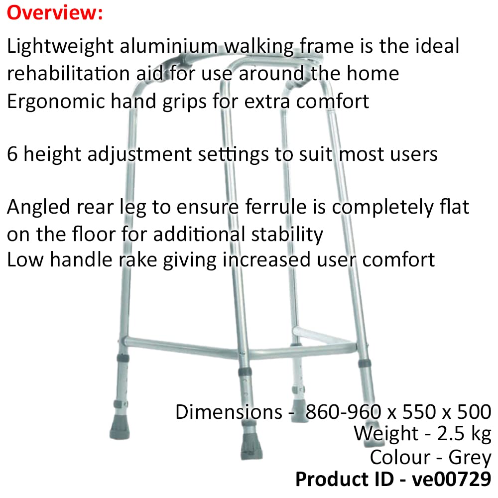Ultra wąska ramka do chodzenia - smukła konstrukcja - szerokość 490 mm - duża - lekkie aluminium - antypoślizgowe gumowe tulejki - ergonomiczne uchwyty - pomoc w rehabilitacji