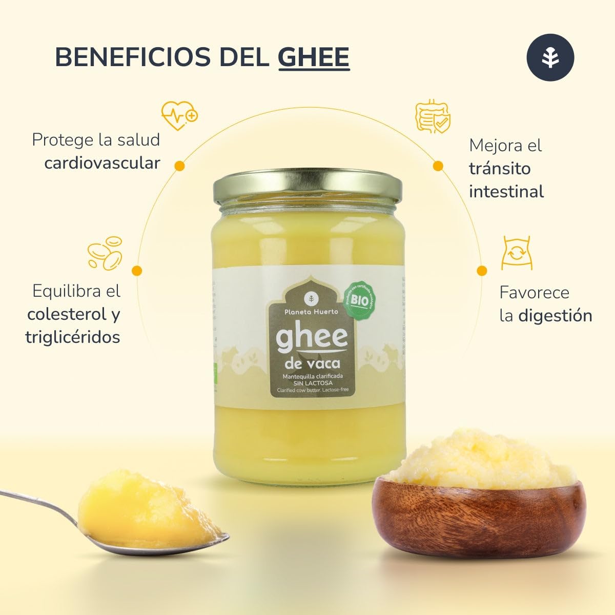 Planète potager | Lot de 3 beurres clarifiés ghee 500 g – Beurre clarifié bio sans lactose ni caséine, idéal pour cuisiner, régime céto, paléo et ayurveda, goût doux et texture crémeuse