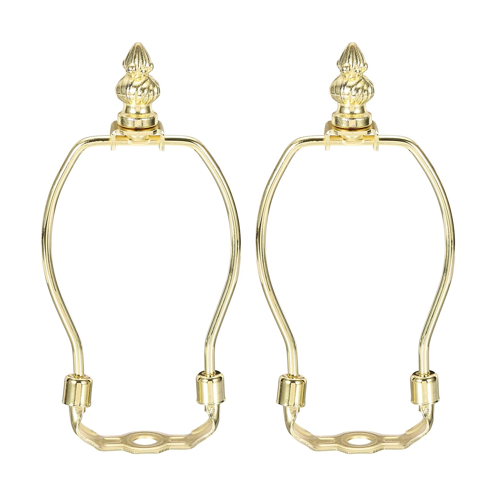 PATIKIL 2 Set 5" Lamp Shade Harp Holder, Heavy Duty Detachable Lampshade Brackets with 1.38" Height Solid Metal Finial Shade Holder for Table and Floor Lamps, Gold