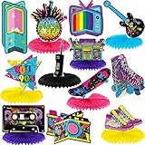 80s 90s Party Decorations 12 Pieces 80's 90's Honeycomb Centerpieces 80s / 90s Table Toppers Retro Decorations for 1980s / 1990s Hip Hop Birthday Party Favors Supplies