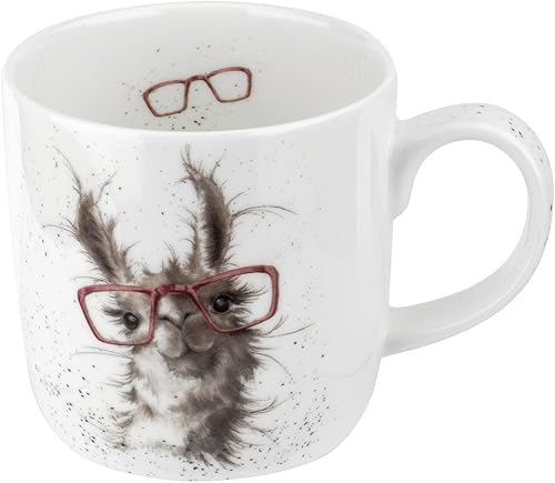 Miniatura 1 de Royal Worcester Wrendale Designs - Taza de café grande de 14 onzas con diseño de llama, hecha de porcelana fina de hueso, apta para microondas y