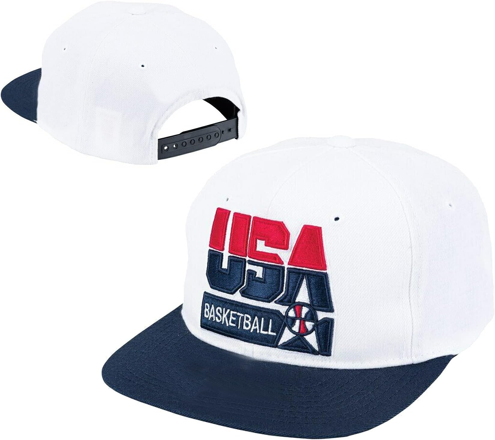 Fashion Hip Hop Cap USA Basketball Hat 1992 White Adjustable Embroidered Snapback Cap