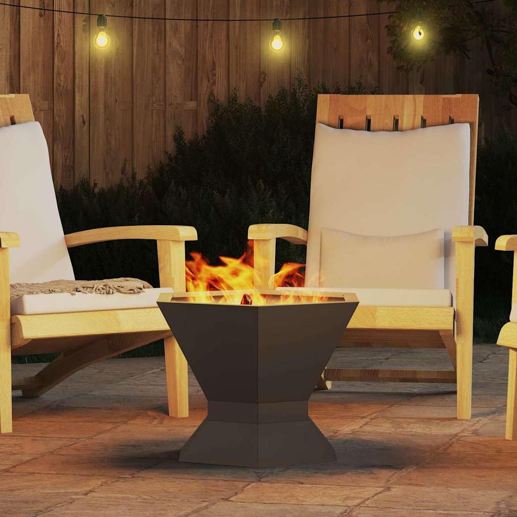 Braciere nero, 50 x 50 x 40 cm, in acciaio, per giardino, terrazza, riscaldamento esterno con design robusto, ideale per serate accoglienti all'aperto, grandi tronchi di legna, durevole