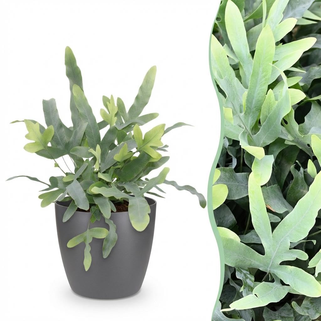Phlebodium aureum Blue Star Pflanze, grauer Topf, Ø12cm, 25cm