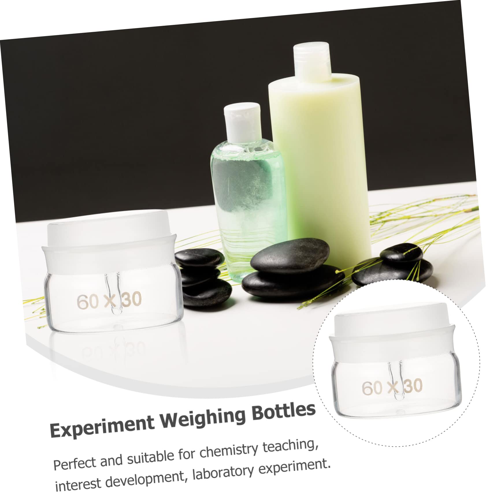 Cabilock 2Pcs Glass Weighing Jars with Lid Practical Experiment Weighing Bottles for Chemical and Samples Smooth Surface for Safe Use for Labs and Research Institutes