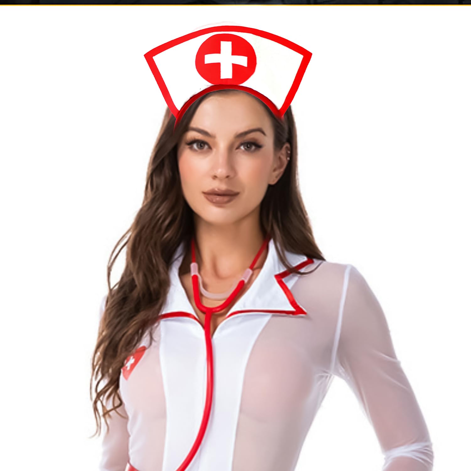 BORFUE Halloween Nurse Hat Headband Nurse Dressing Up Props Nurse Hat Headwear for Christmas Nurse Accessories (2) - Image 4