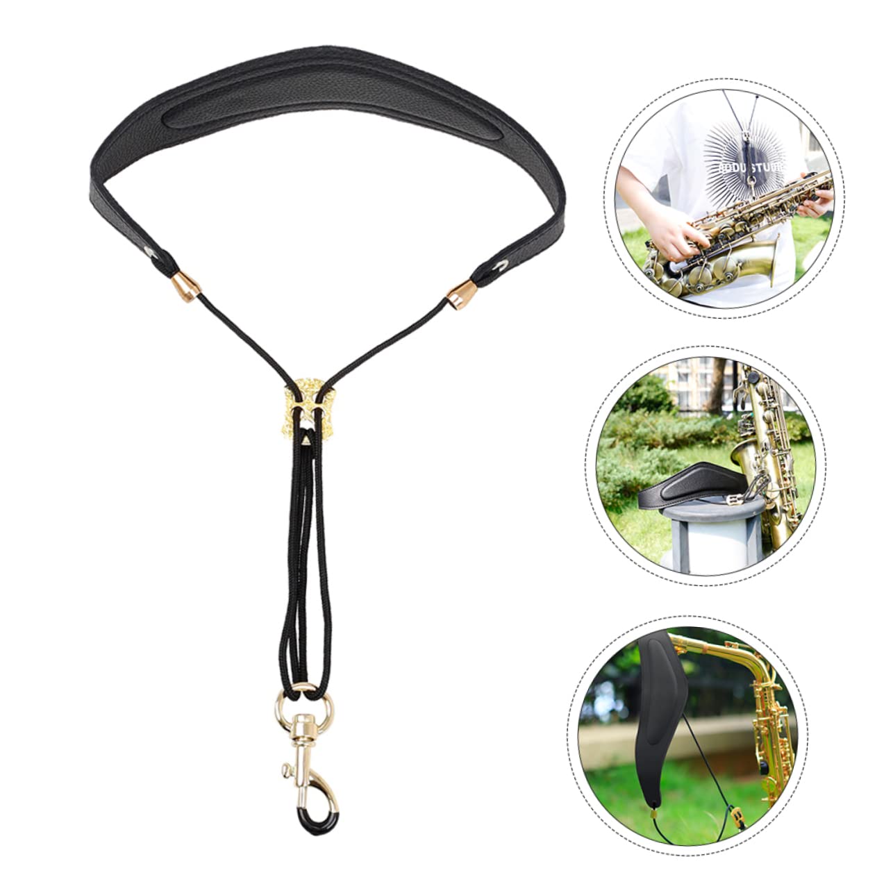 ifundom 2pezzi Cinghia Per Saxofono Regolabile Con Gancio Metallico Tracolla Confortevole e Durevole Per Strumenti Musicali Accessorio Per Saxofoni e Altri Strumenti Fiato