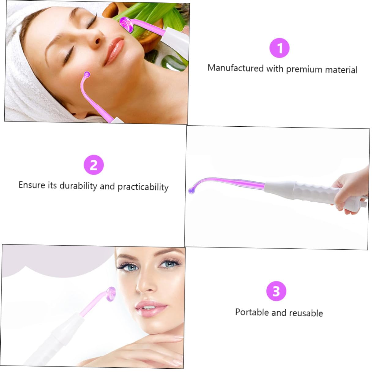 ERINGOGO Dispositivo Facial de Alta Frecuencia Tubo de Vidrio para Masajeador Facial Eléctrico Antiarrugas, Material Pp, Cabezales de Masaje Reemplazables, Uso en Cuidado Piel