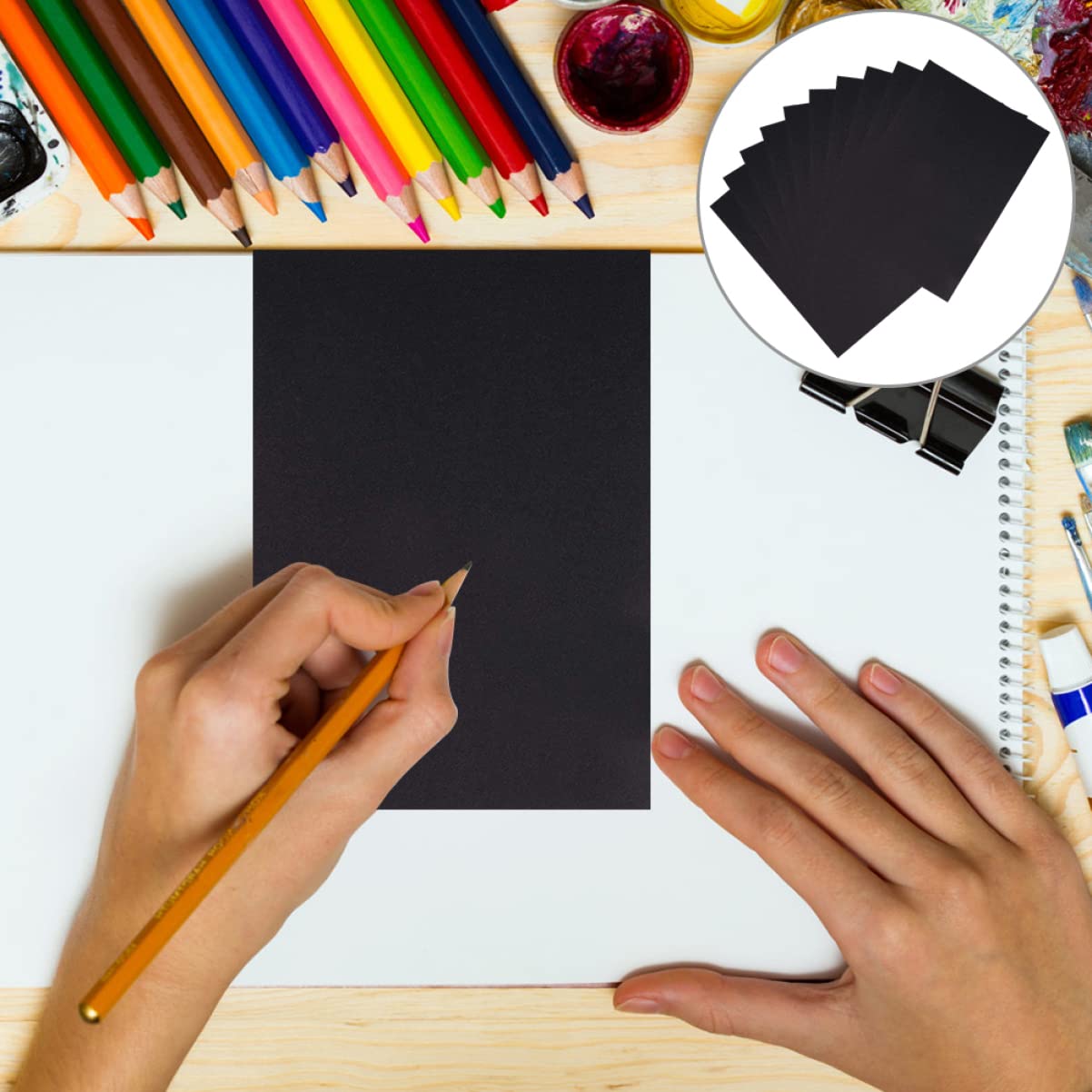 OSALADI Papier à Dessin Noir pour Garçon et Filles 100 Pièces, Épais