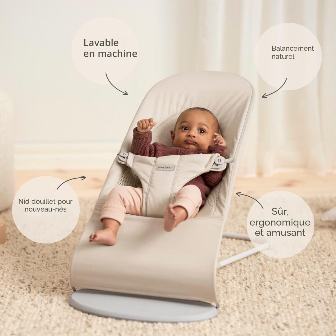 BabyBjörn Transat Balance Soft Tissé Jersey Tri-Fabric Beige clair