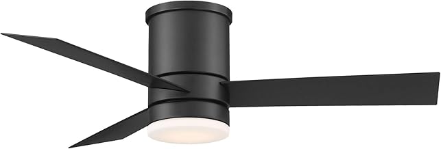 Axis Smart Indoor and Outdoor 3-Blade Flush Mount Ceiling Fan 44in Matte Black with 3000K LED Light Kit and Remote Control works with Alexa, Google Assistant, Samsung Things, and iOS or Android App