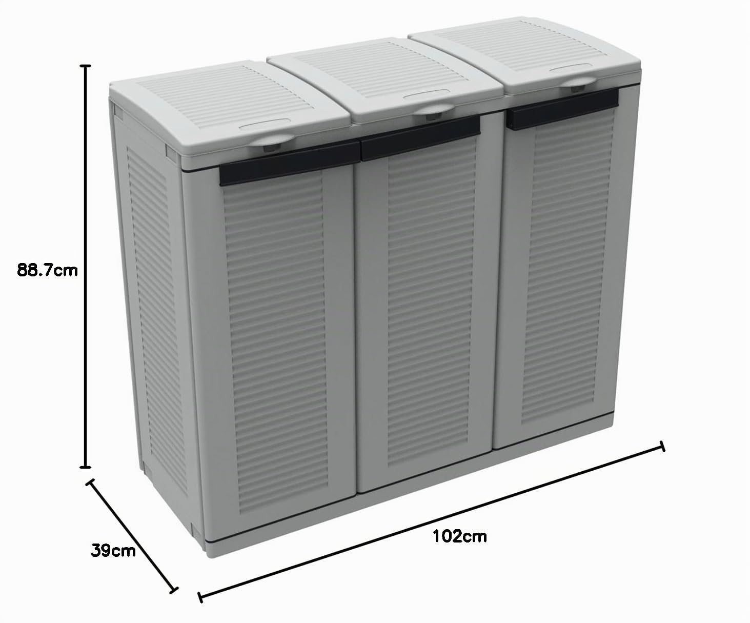 Terry - Ecocab 3, Poubelle Recyclage, Systèmes de Tri des Déchets, 3 Compartiments, pour Intérieur et Extérieur, 102x39x88,7 cm
