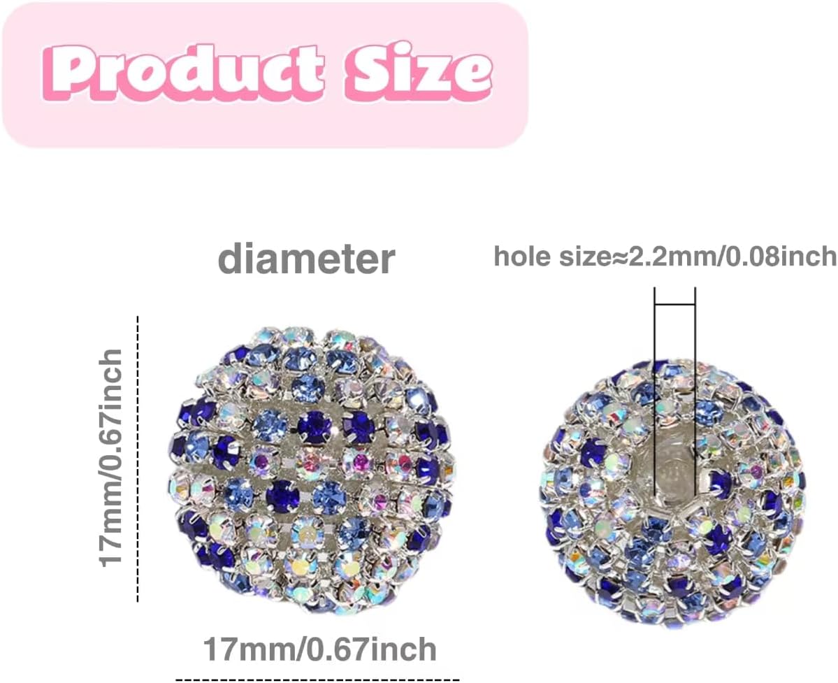 Beads for Pens 17mm Rhinestone Beaded Pens Beads Bling Glitter Beads Large Balls Crystal Pen Beads for DIY Pens Keychain Making Suppliers 7pcs - Image 2