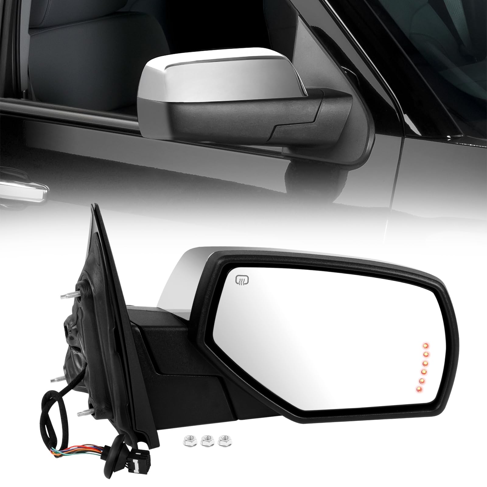 Photo 1 of Side View Mirror Compatible with Chevy Silverado/GMC Sierra 1500 2014-2018, 10 Pins Passenger Side Mirrors for 2015-2019 Silverado/Sierra 2500HD 3500HD with Puddle & Signal Light, Heated Power Glass