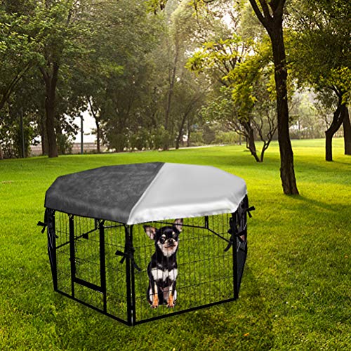Dog Crate Cover for Outdoor and Indoor- Half Mesh Half Shaded Type Light Blocking Breathable Shade Kennel Cover, Fits 24" Crate with 8 Panel - Thumbnail 7