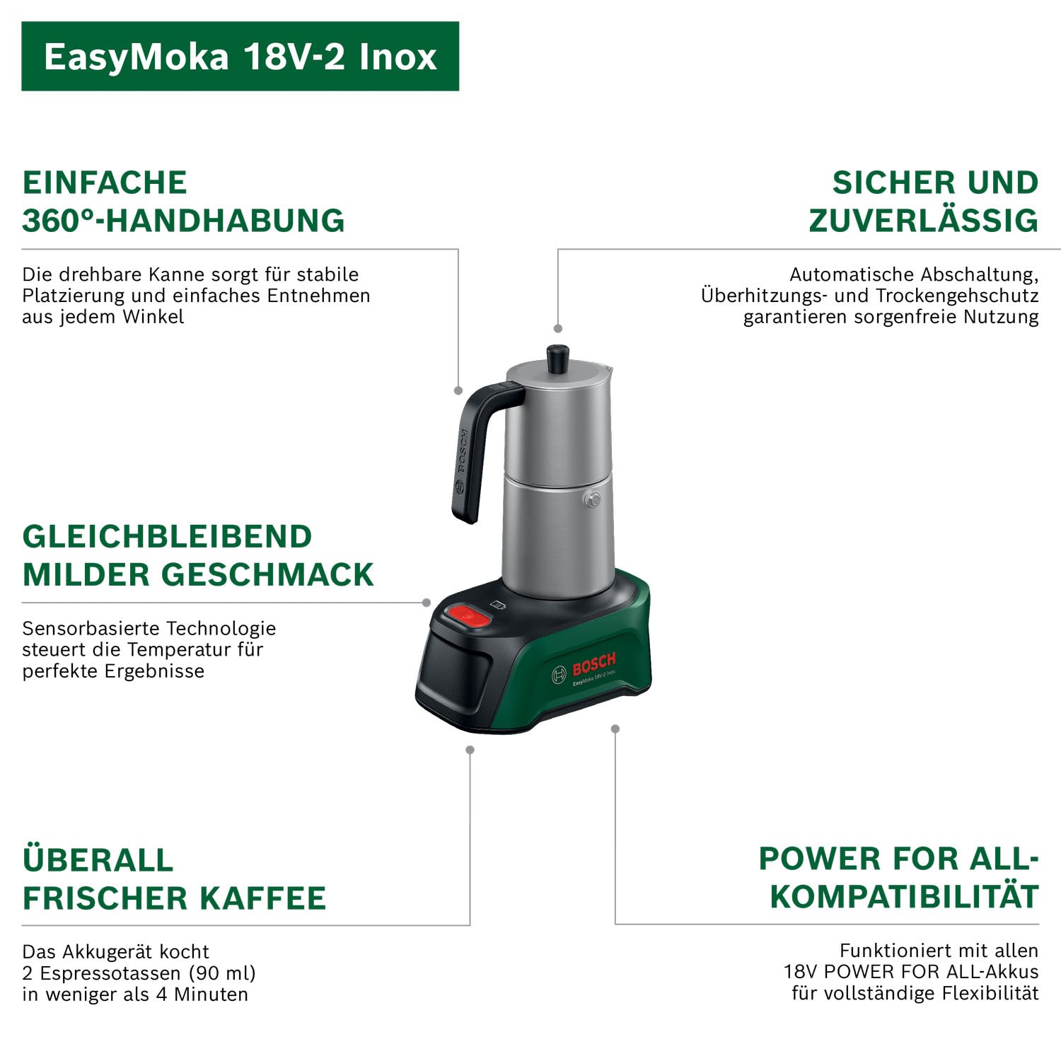 Bosch EasyMoka18V-2 Inox Akku-Kaffeemaschinen 18V System