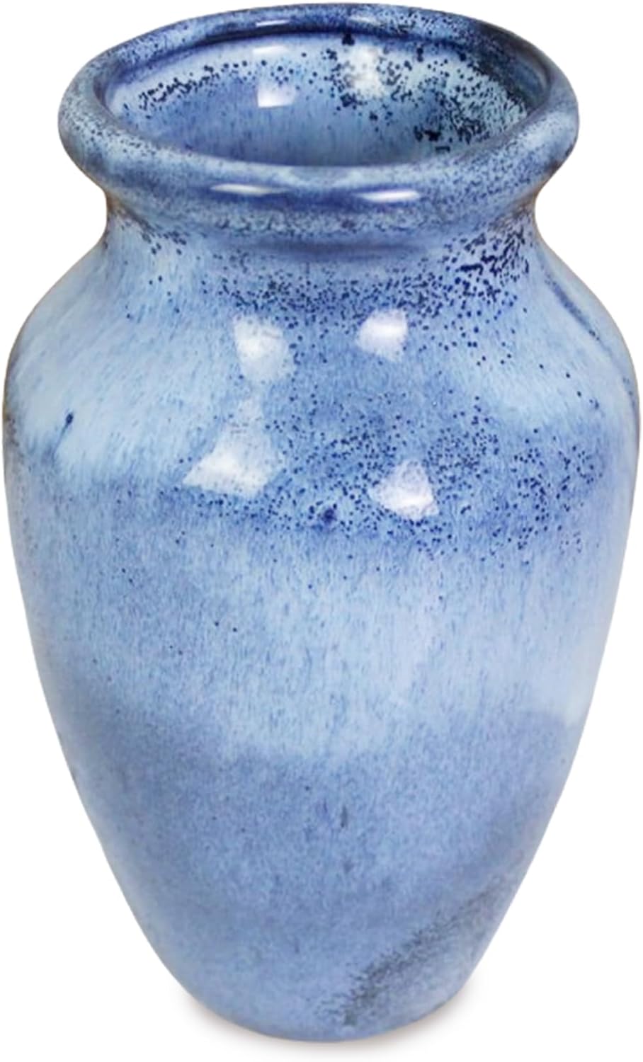 Roro Ceramic Classic Vase, 7.5 Inch, Glossy Reactive Blue Glaze, Modern Home Decor for Flowers, Plants, Decor and Pampas - Image 3