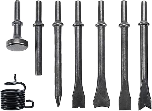RELMON Juego de cincel neumático de 8 piezas para martillo para martillo neumático 150190250, 7 tipos de brocas de cincel de hormigón de mampostería