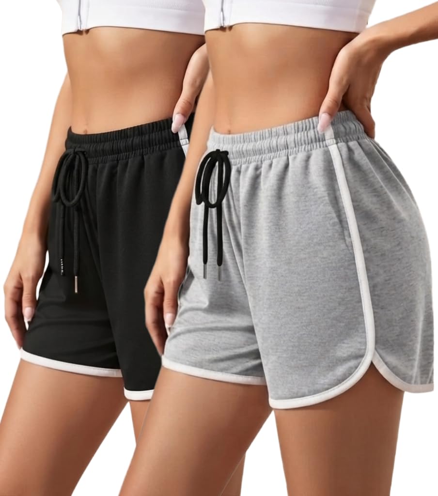 Women's Cotton Shorts | Shorts for Women | Women's Gym Shorts | Running Shorts for Women | Workout Shorts | Yoga Shorts | High Waist Shorts | Elastic Waist Casual Shorts-Pack of 2-image-44