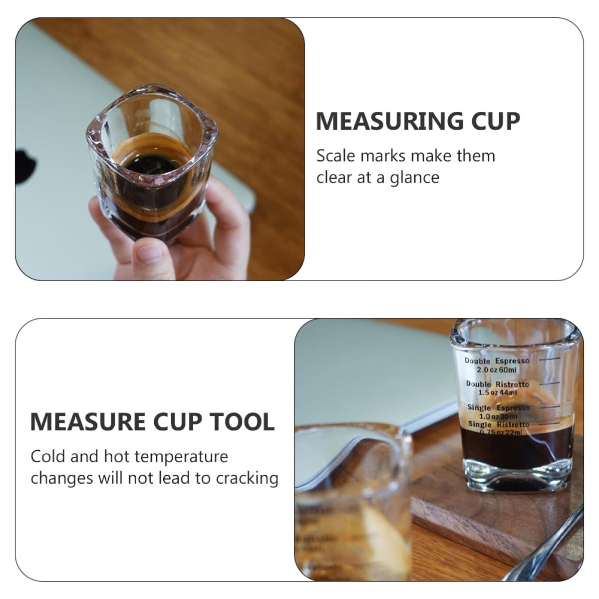 UKCOCO 6 Stück Espressotassen aus Borosilikatglas 60 Ml mit Skala Messbecher für Kaffee Tee Milch Kreatives Messwerkzeug für Zuhause und Schule