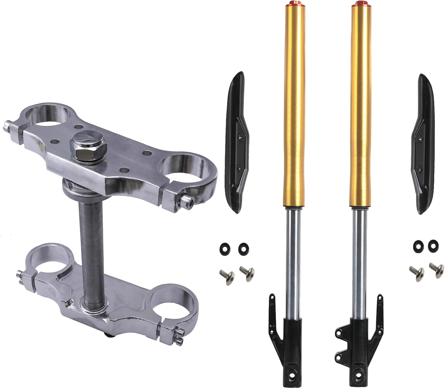 45mm 48mm Front Forks Shock Suspension Upside Down Front End for Pit Dirt Bike Off-Road Motorcycle Motocross (Black Triple Tree, 630mm Front Fork)