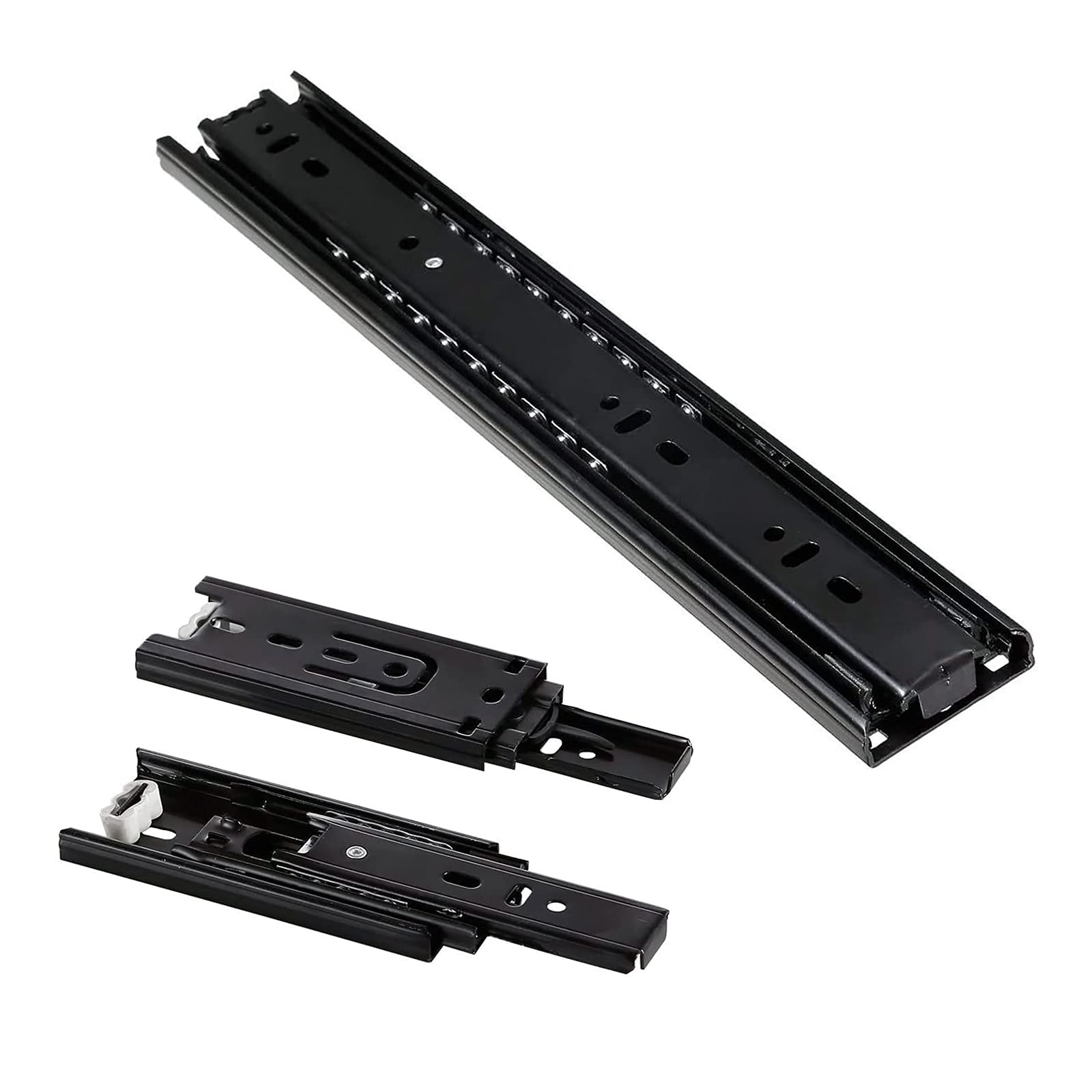 Full Extension Drawer Runners Slides 300 400 500 800 1000mm Heavy Duty Ball Bearing Metal Draw Slides, Side Mount Cabinet Drawer Runners, 50 Kg Load Capacity (Color : Black, Size : 850mm(34 inch))