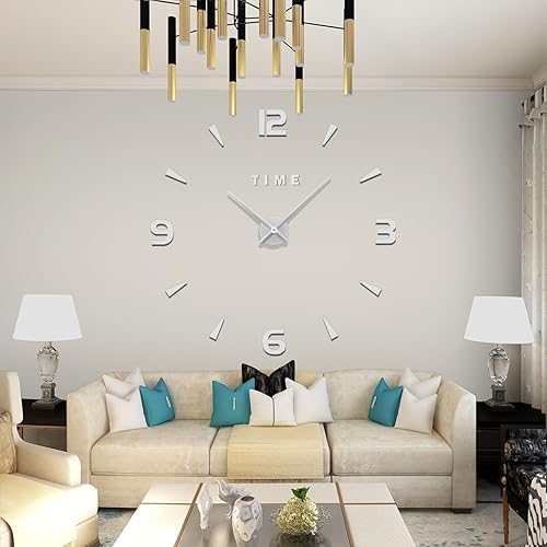 Miniatura 3 de Moderno reloj de pared 3D sin marco, reloj de pared de gran tamaño para decoración de sala de estar, relojes de pared decorativos que funcionan con