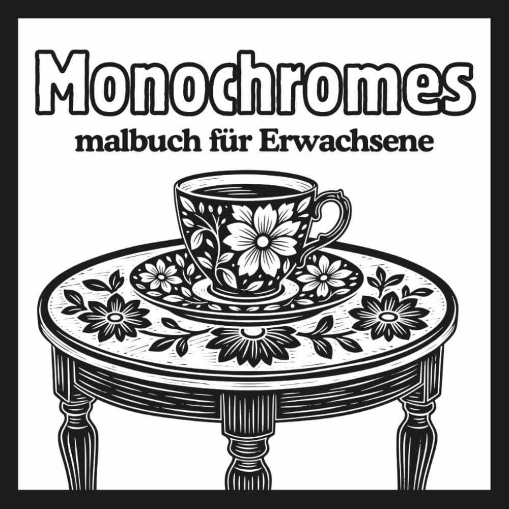 Monochromes malbuch für Erwachsene: Entspannender Stressabbau, Schwarz-Weiß-Seiten in einer Farbe für einen Moment der Ruhe, Entspannung, Kreativität und Stressreduktion für Erwachsene und Jugendliche