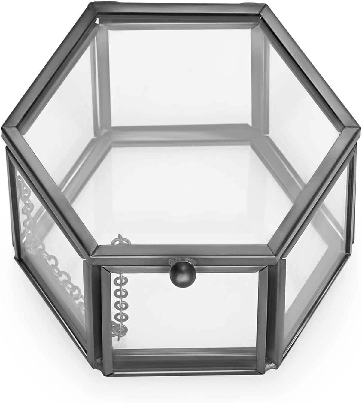 Feyarl Small Gold Glass Jewelry Trinket Box Ornate Ring Earring Display Chest Box