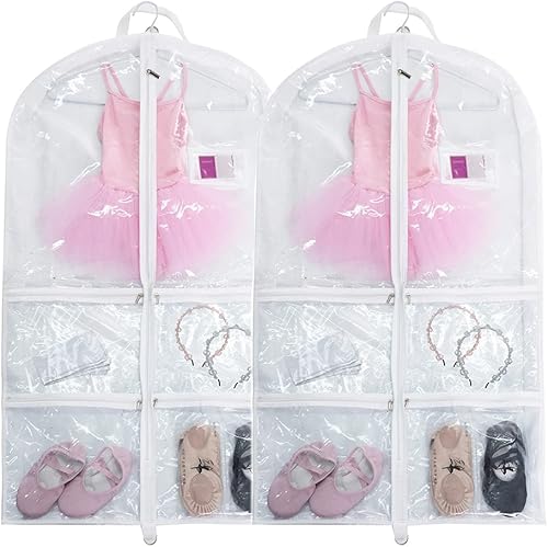 MSMAX Bolsa de ropa de 2 piezas para disfraz de baile, bolsa de traje colgante para competiciones de baile, viajes, armario de almacenamiento