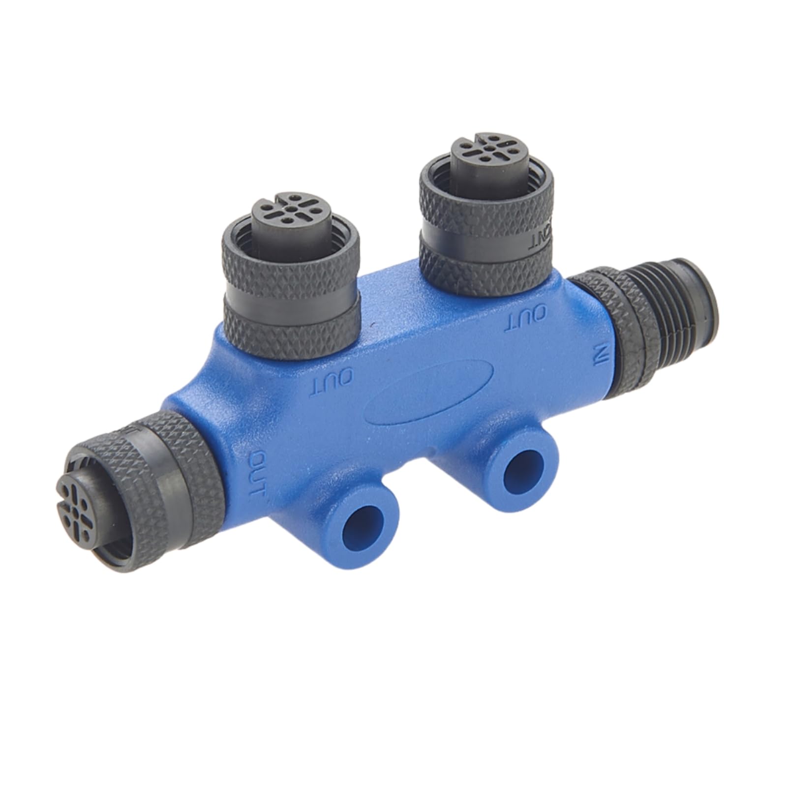 NMEA 2000 N2k T-Stecker Micro-C M12 Backbone Tee Splitter 2-Port MultiPort IP67 Wasserdicht Marine Boot Tee für CanBus DeviceNet CANopen Sensor Aktor Netzwerke (blau)