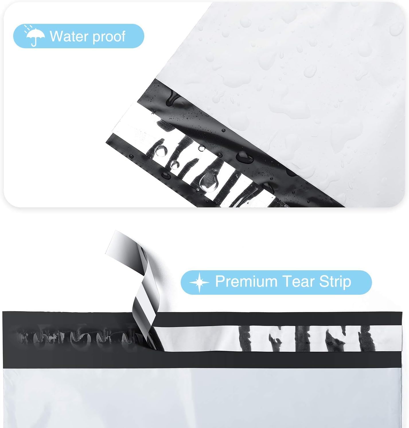 Elosh White Poly Mailers Shipping Envelopes, 10x13 inches, 2.5 Thickness, Waterproof, Self-Sealing, Multipurpose, Enhanced Durability (1000)