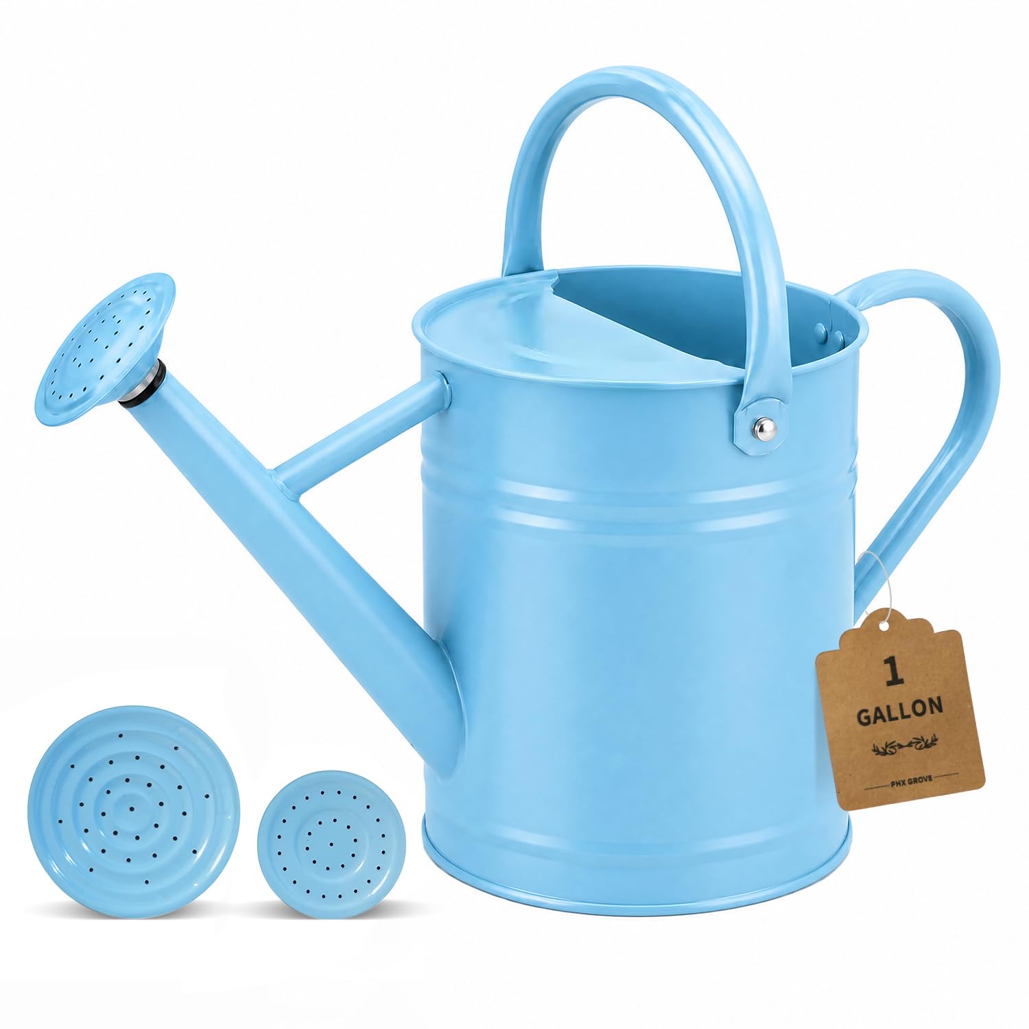 3.8L Metal Watering Can for Indoor Outdoor Plants, Sky Blue