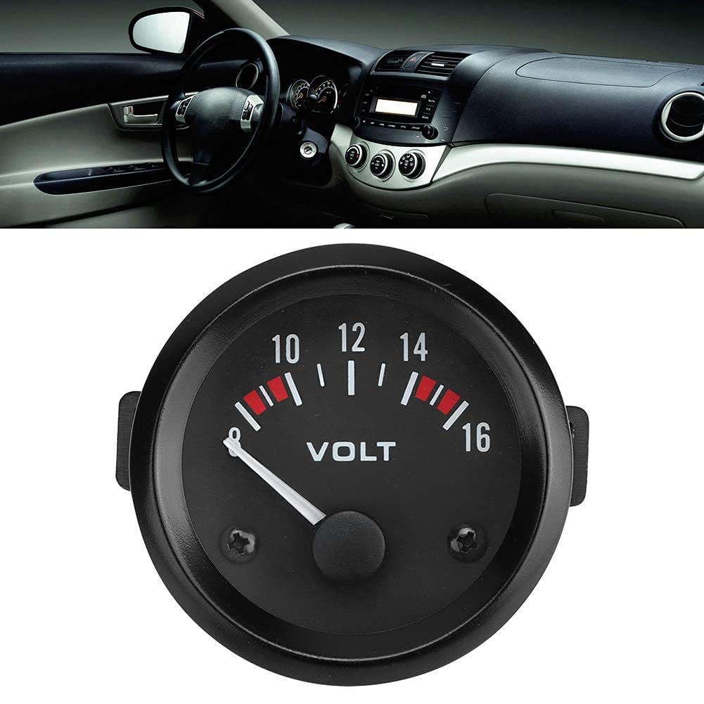 Voltmetro Barca - Misuratore di Tensione Universale in Lega di Alluminio Nero 12V 52Mm/2In per Auto, Tester 8-16V Bx100007