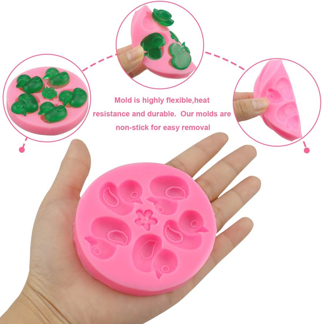2 Pcs 5-Cavity Duck Silicone Mold Food Grade for Candy & Fondant