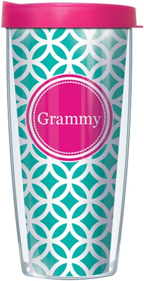 Flash Deals - 80% OFF Signature Tumblers Pink Grammy Insignia Wrap on Teal and White Roundabout 16 Ounce Double-Walled Travel Tumbler Mug with Hot Pink Easy Sip Lid 🛒 Crazy Deals Signature Tumblers Pink Grammy Insignia Wrap on Teal and White Roundabout 16 Ounce Double-Walled Travel Tumbler Mug with Hot Pink Easy Sip Lid