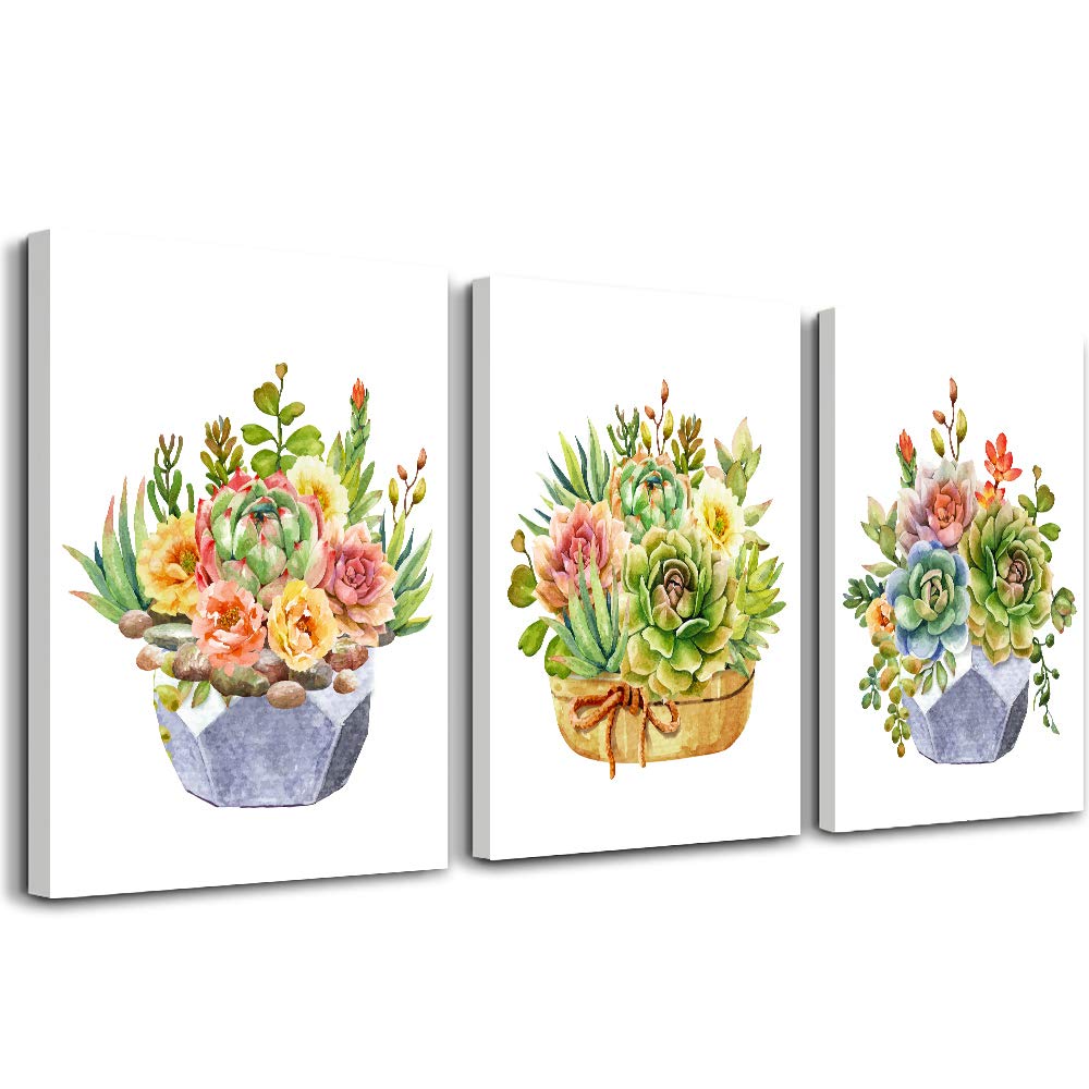 Canvas Wall Art for Living Room Family Bathroom Wall Decor for Bedroom Kitchen wall Pictures Artwork Canvas art Prints Green Plant Flowers Paintings 12" x 16" 3 Pieces Modern Office Home Decorations